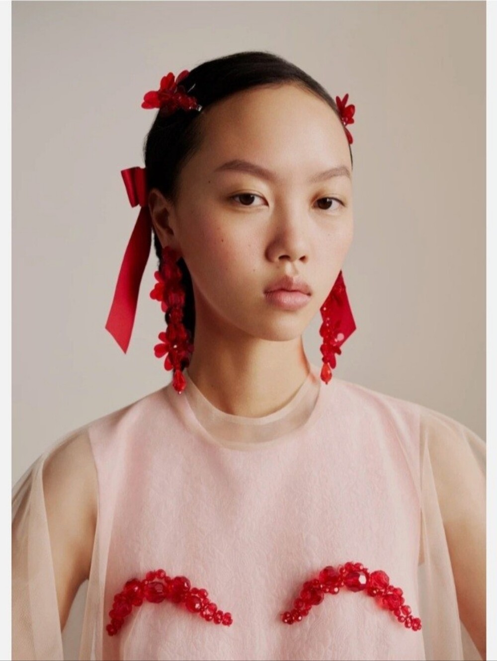 Simone Rocha and H&M Red Floral Drop Earrings